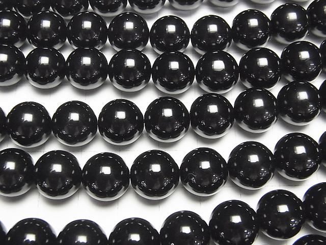 【動画】ブラジル産モリオン(黒水晶)AAA ラウンド12mm 1/4連~1連(約37cm) サムネイル3