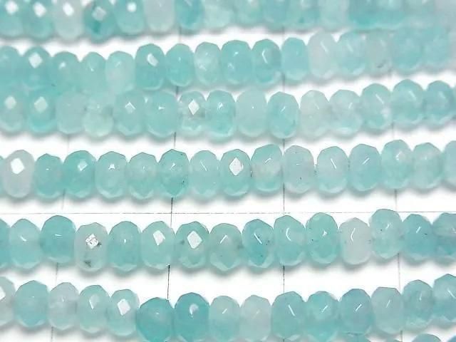 【動画】ブルーグリーンカラージェード ボタンカット4.5×4.5×2.5mm 1連(約33cm) サムネイル2