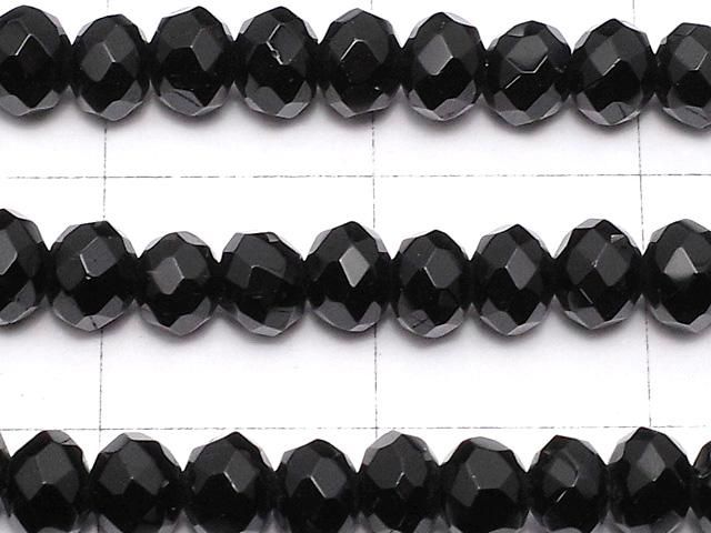 【動画】ブラックカラージェード ボタンカット4×4×2mm 1連(約35cm) サムネイル2