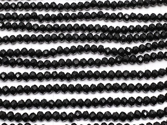 【動画】ブラックカラージェード ボタンカット4×4×2mm 1連(約35cm) サムネイル3