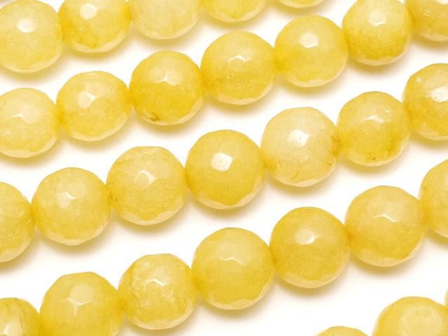イエローカラージェード 128面ラウンドカット8mm 1連(約35cm)の画像