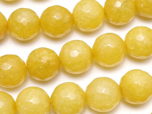 イエローカラージェード 128面ラウンドカット10mm 1連(約36cm)の画像