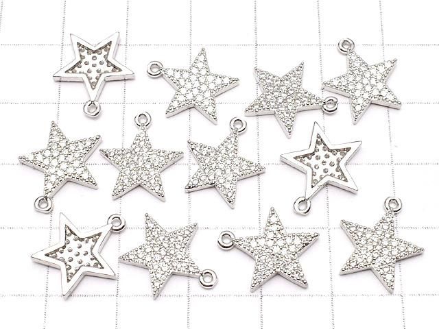 メタルパーツ スターモチーフ チャーム14×12mm シルバーカラー(CZ付) 2個 サムネイル4