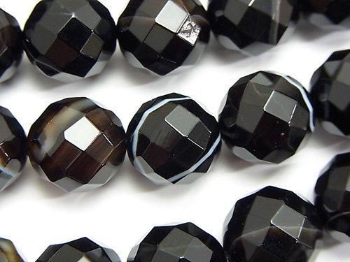 ストライプオニキス 64面ラウンドカット14mm 半連/1連(約36cm)の画像