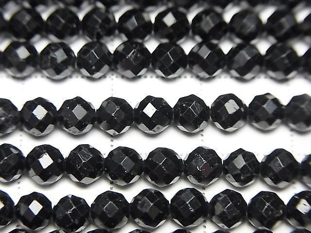 【動画】【素晴らしい輝き】ブラックトルマリンAAA- ラウンドカット4mm 1連(約37cm) サムネイル2