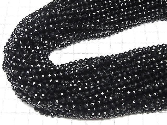 【動画】【素晴らしい輝き】ブラックトルマリンAAA- ラウンドカット4mm 1連(約37cm) サムネイル4