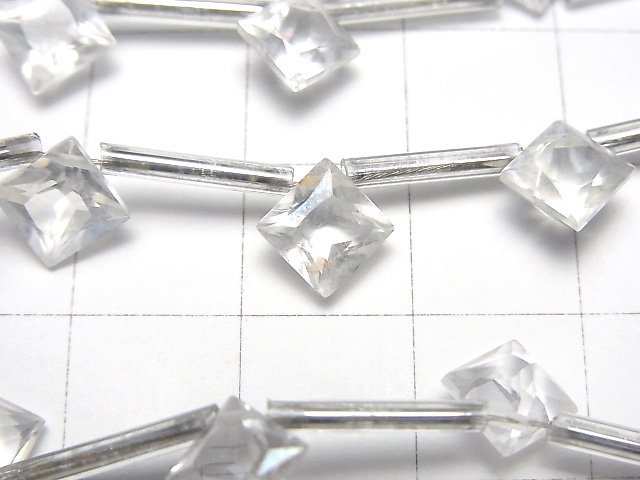 アクアクリスタル ダイヤ プリンセスカット8×8mm 1連（8粒）｜天然石ビーズの卸問屋・通販ケンケンジェムズ