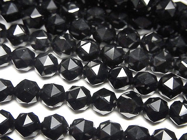 【素晴らしい輝き】オニキスAAA スターラウンドカット6mm 1連(約37cm)の画像