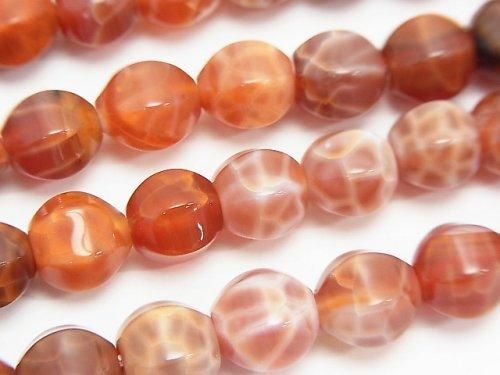 ファイヤーアゲート 6面ラウンドカット8mm 半連/1連(約38cm)の画像