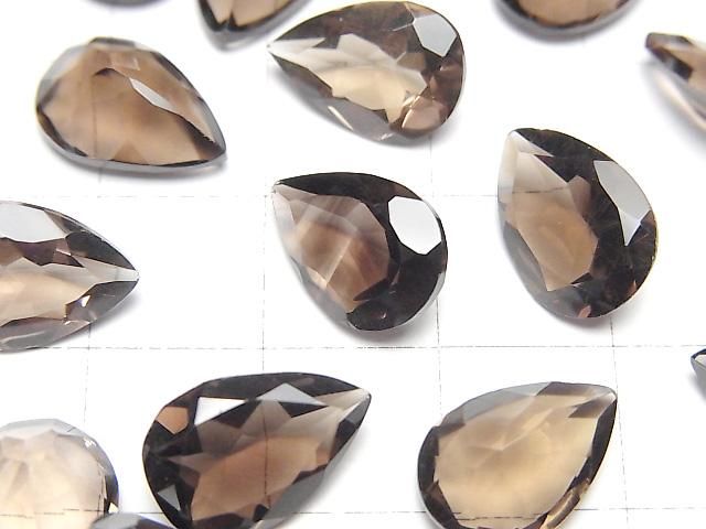 【動画】宝石質スモーキークォーツAAA ルース ペアシェイプファセットカット13×9mm 3粒 サムネイル2