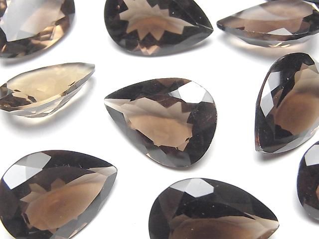 【動画】宝石質スモーキークォーツAAA ルース ペアシェイプファセットカット22×16mm 1粒の画像