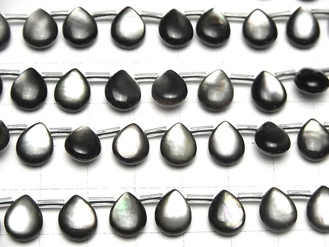 【動画】高品質ブラックシェル(黒蝶貝)AAA ペアシェイプ(プレーン)10×8×4mm 1/4連~1連(約38cm) サムネイル3