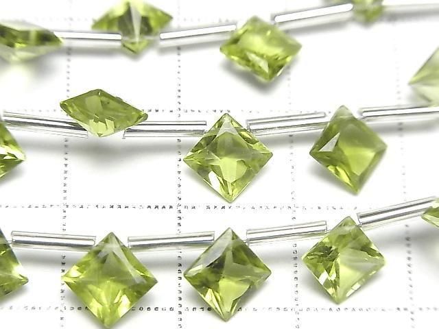 【動画】宝石質ペリドットAAA- ダイヤ プリンセスカット8×8mm 半連/1連(8粒) サムネイル2