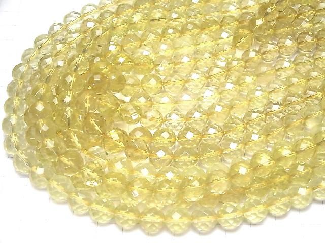 【動画】レモンクォーツAAA 64面ラウンドカット10mm 1/4~1連(約37cm) サムネイル4