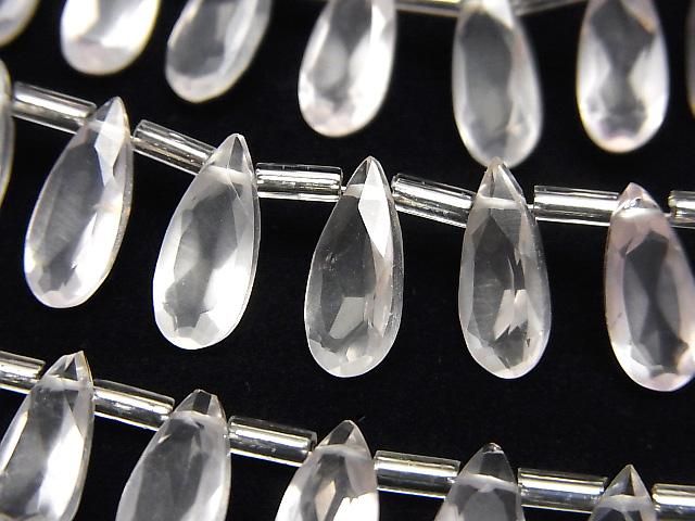 【動画】宝石質ローズクォーツAAA ペアシェイプ ファセットカット12×5mm 1連(18粒)の画像