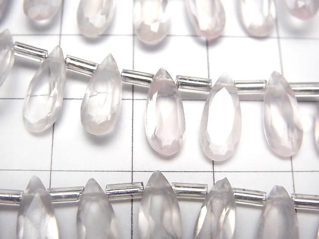 【動画】宝石質ローズクォーツAAA ペアシェイプ ファセットカット12×5mm 1連(18粒) サムネイル2
