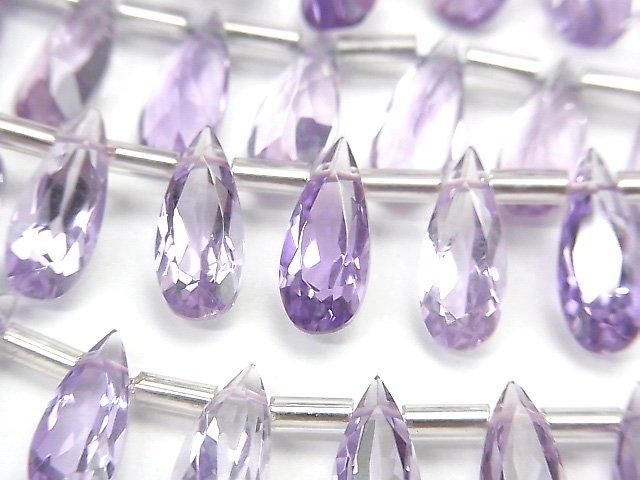 【動画】宝石質アメジストAAA ペアシェイプ ファセットカット12×5mm 1連(18粒)の画像