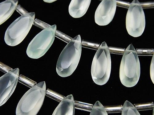 宝石質グリーンカルセドニーAAA ペアシェイプ ファセットカット12×5mm 1連(18粒)の画像