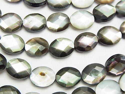 ブラックシェル(黒蝶貝)AAA オーバルカット10×8×4mm 半連/1連(約37cm)の画像