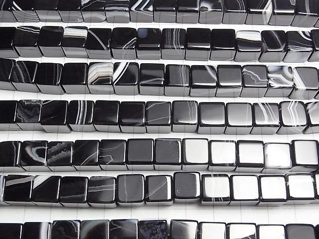 【動画】ストライプオニキス キューブ10×10×10mm 半連/1連(約36cm) サムネイル3