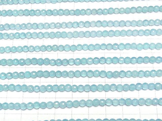 【動画】【素晴らしい輝き】シーブルーカルセドニーAAA 128面ラウンドカット4mm 1/4~1連(約38cm) サムネイル3