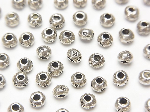 カレンシルバー フラワー模様入りロンデル3×3×2mm 10粒｜シルバー925製