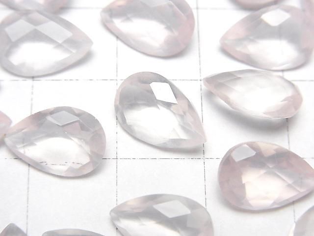 【動画】宝石質マダガスカル産ローズクォーツAAA ルース ペアシェイプファセットカット12×8mm 4粒 サムネイル2