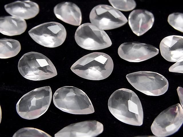【動画】宝石質マダガスカル産ローズクォーツAAA ルース ペアシェイプファセットカット12×8mm 4粒 サムネイル3