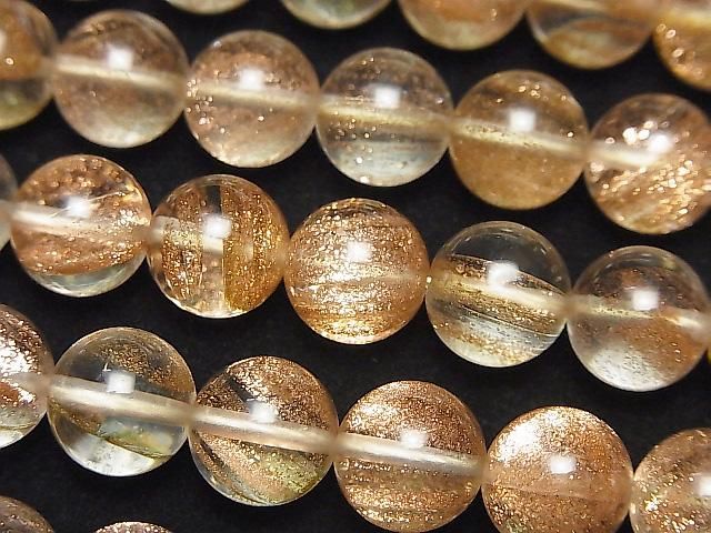 【動画】ブロンズシャインクリスタル ラウンド10mm 1連(約37cm)の画像