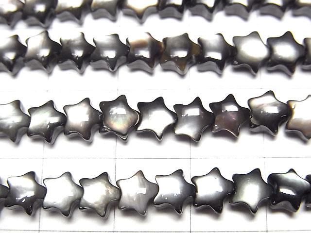 【動画】高品質ブラックシェル(黒蝶貝)AAA スター(星)6×6mm 1/4連~1連(約38cm) サムネイル2
