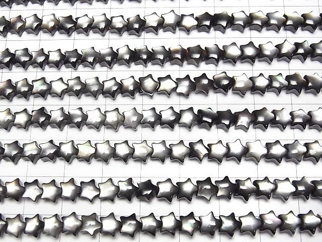 【動画】高品質ブラックシェル(黒蝶貝)AAA スター(星)6×6mm 1/4連~1連(約38cm) サムネイル3