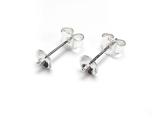 【動画】Silver925 皿付き直結ピアスポスト&キャッチ 【3mm】【4mm】【5mm】【6mm】【8mm】 生地 3ペアの画像