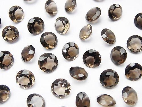 【動画】宝石質スモーキークォーツAAA ルース ラウンドファセットカット7×7mm 5粒の画像