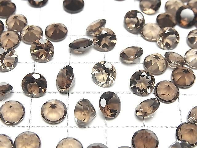 【動画】宝石質スモーキークォーツAAA ルース ラウンドファセットカット7×7mm 5粒 サムネイル3