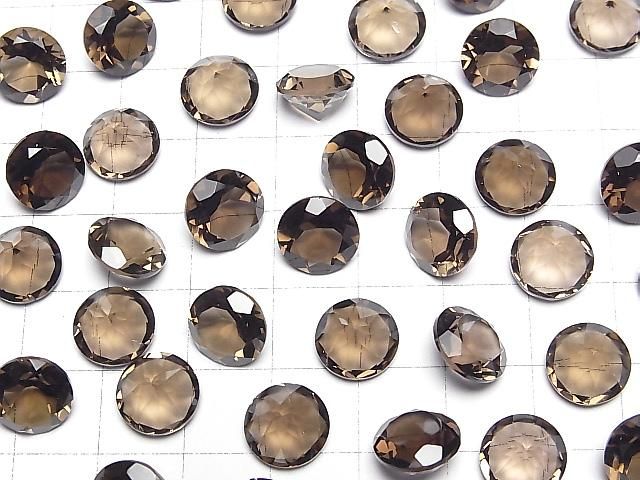 【動画】宝石質スモーキークォーツAAA ルース ラウンドファセットカット10×10mm 3粒 サムネイル3