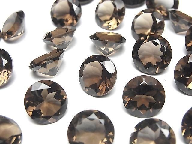 【動画】宝石質スモーキークォーツAAA ルース ラウンドファセットカット11×11mm 5粒の画像