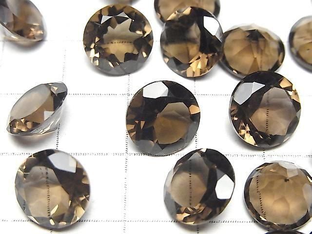 【動画】宝石質スモーキークォーツAAA ルース ラウンドファセットカット11×11mm 5粒 サムネイル2