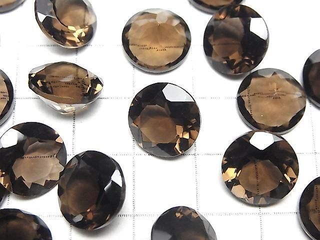【動画】宝石質スモーキークォーツAAA ルース ラウンドファセットカット12×12mm 3粒 サムネイル2