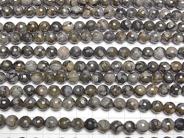 【動画】コングロメレイト(ケセラストーン) 128面ラウンドカット8mm 半連/1連(約38cm) サムネイル3