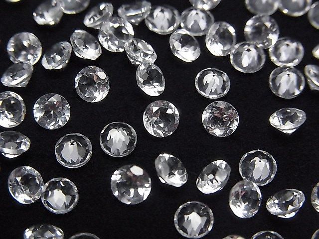 【動画】宝石質ホワイトトパーズAAA ルース ラウンドファセットカット4×4mm 10粒の画像