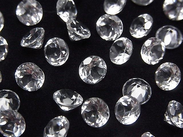 【動画】宝石質ホワイトトパーズAAA ルース ラウンドファセットカット6×6mm 5粒の画像