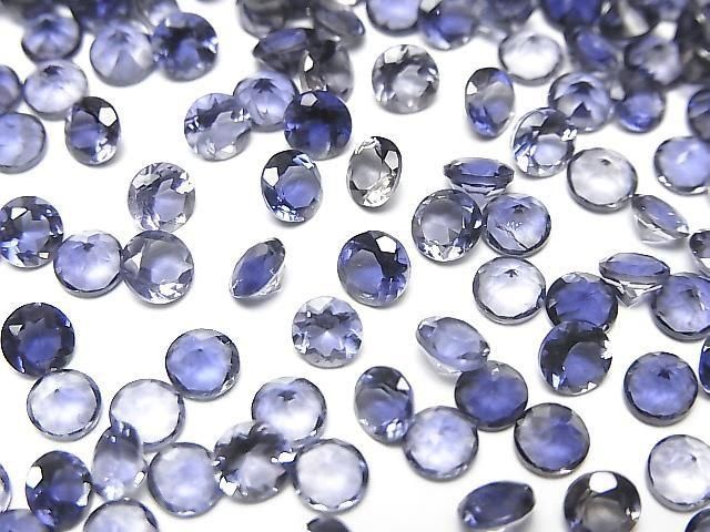 【動画】宝石質アイオライトAAA ルース ラウンドファセットカット4×4mm 5粒の画像