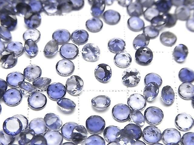 【動画】宝石質アイオライトAAA ルース ラウンドファセットカット4×4mm 5粒 サムネイル2