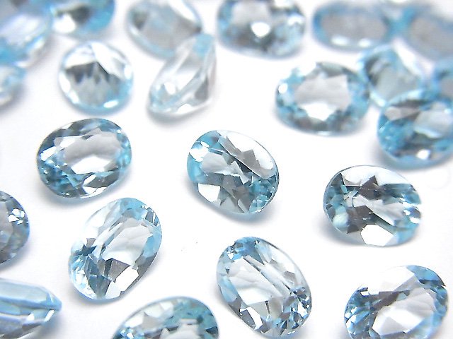 スカイブルートパーズ スクエアファセットカット ルース 6mm▽ トパーズ ブルートパーズ Topaz 11月の誕生石 裸石 粒売り 天然石 ビーズ  パワーストーン パーツ アクセサリー 素材 材料