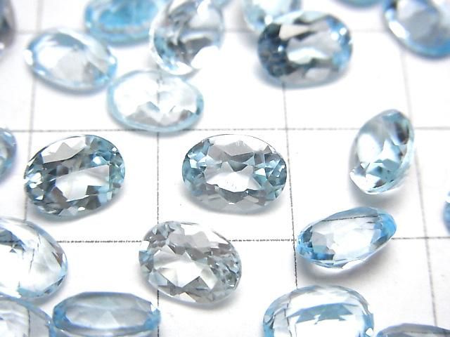 【動画】宝石質スカイブルートパーズAAA ルース オーバルファセットカット8×6mm 5粒 サムネイル2