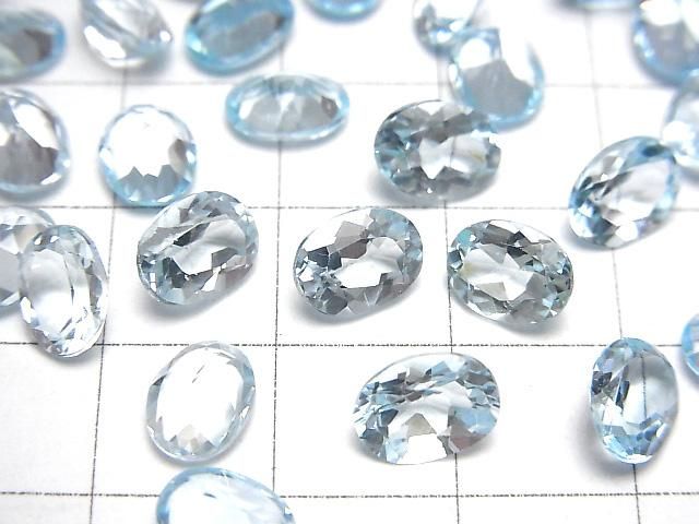 【動画】宝石質スカイブルートパーズAAA ルース オーバルファセットカット8×6mm 5粒 サムネイル3