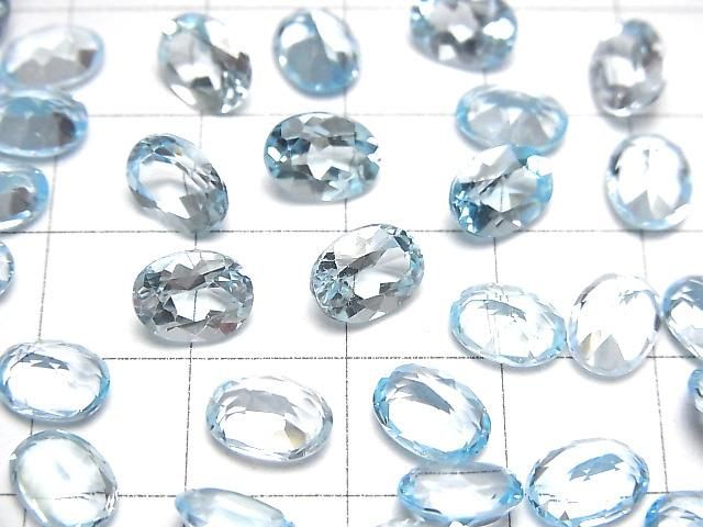 【動画】宝石質スカイブルートパーズAAA ルース オーバルファセットカット8×6mm 5粒 サムネイル4