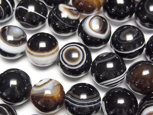 【動画】チベットアゲート(天眼石)AAA ラウンド12mm 半連/1連(約36cm)の画像