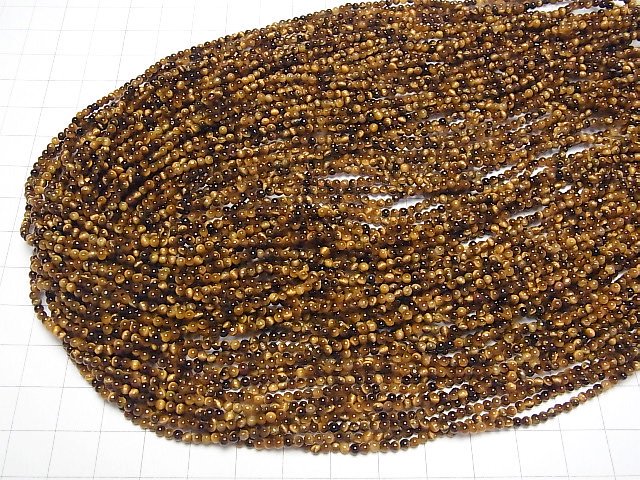 【動画】イエロータイガーアイAAA 極小ラウンド2mm 1連(約37cm) サムネイル4