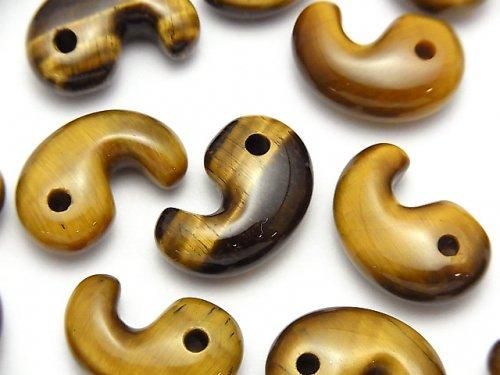 イエロータイガーアイ 勾玉 18×12mm 3個｜天然石ビーズの卸問屋
